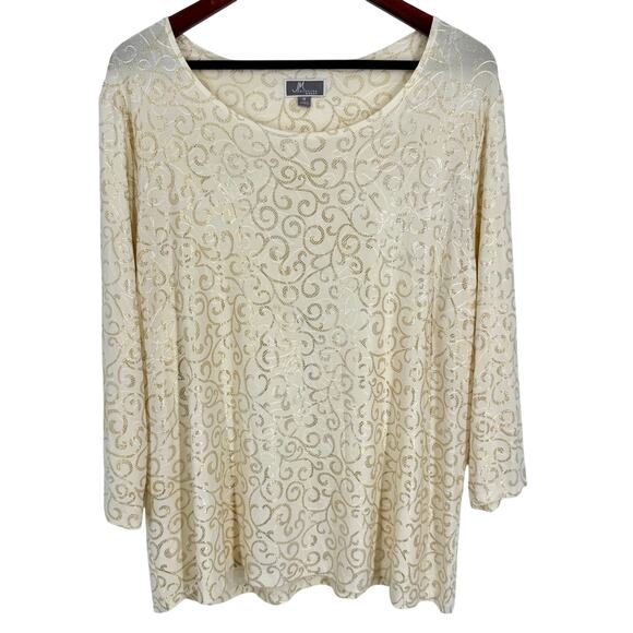 JM Collection Woman Plus Size 1X Super Sparkly GOLD Metallic Blouse Shirt Top - Picture 1 of 9